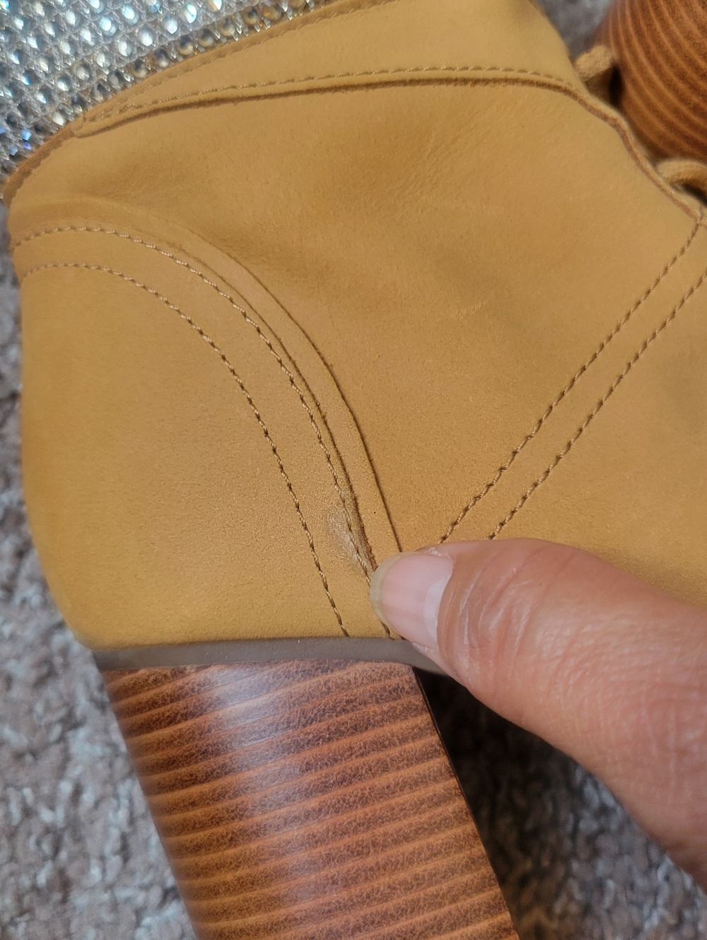 Michael Kors Tan Lace-Up Block Heel Boots with Crystal Collar - Picture 10 of 15
